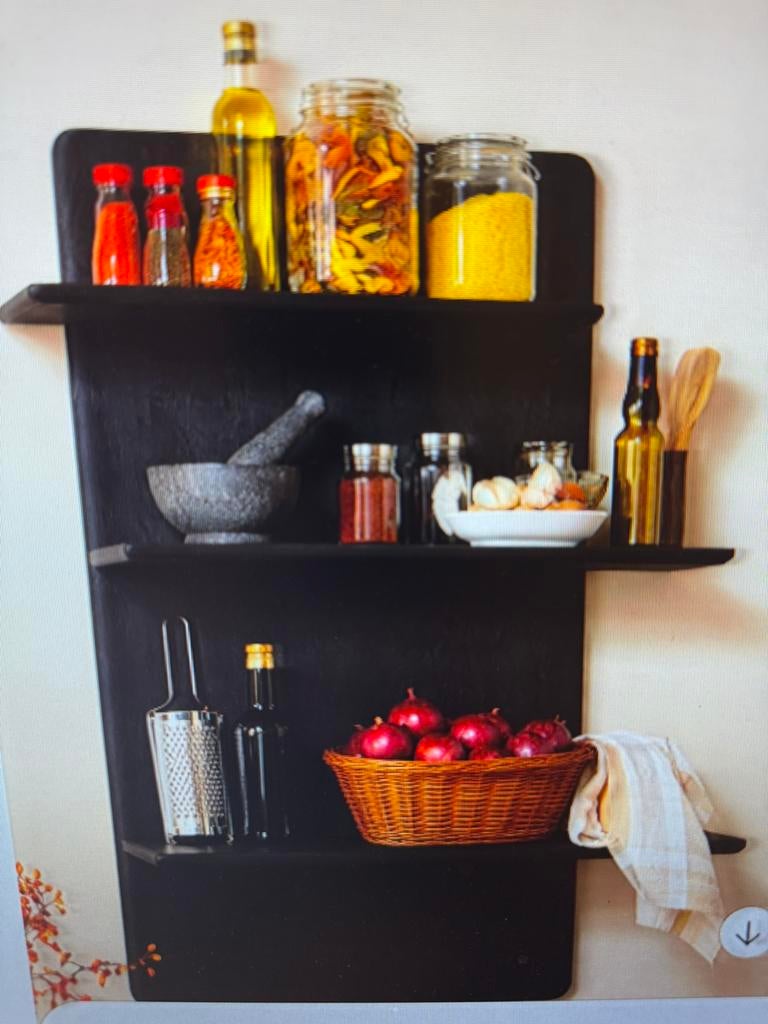 Wandplank Beco | Zwart | Acacia hout Direct/Leverbaar, Huis en Inrichting, Woonaccessoires | Wandplanken en Boekenplanken, Ophalen