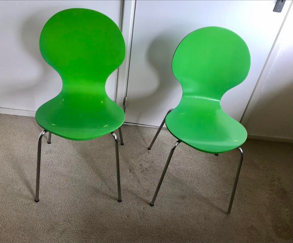 3 IKEA vlinderstoelen, groen en oranje, retro-look, Ophalen, Gebruikt, Overige kleuren, Drie