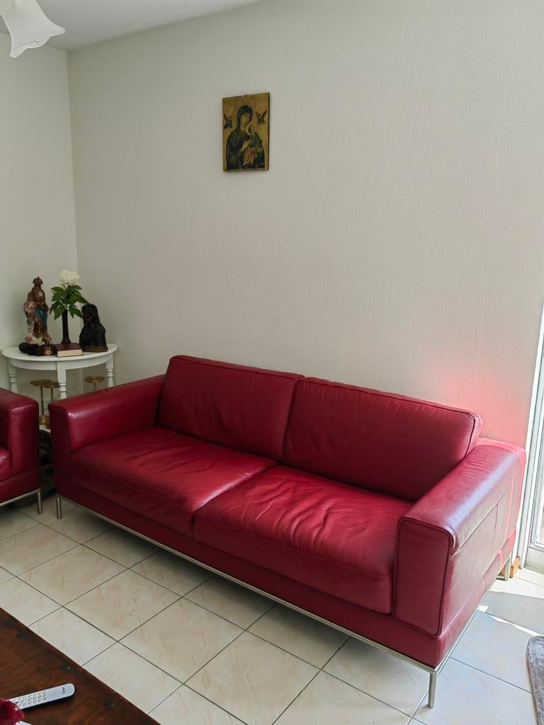 Luxe bankstel - rood, oude collectie IKEA, Ophalen, Gebruikt, Leer