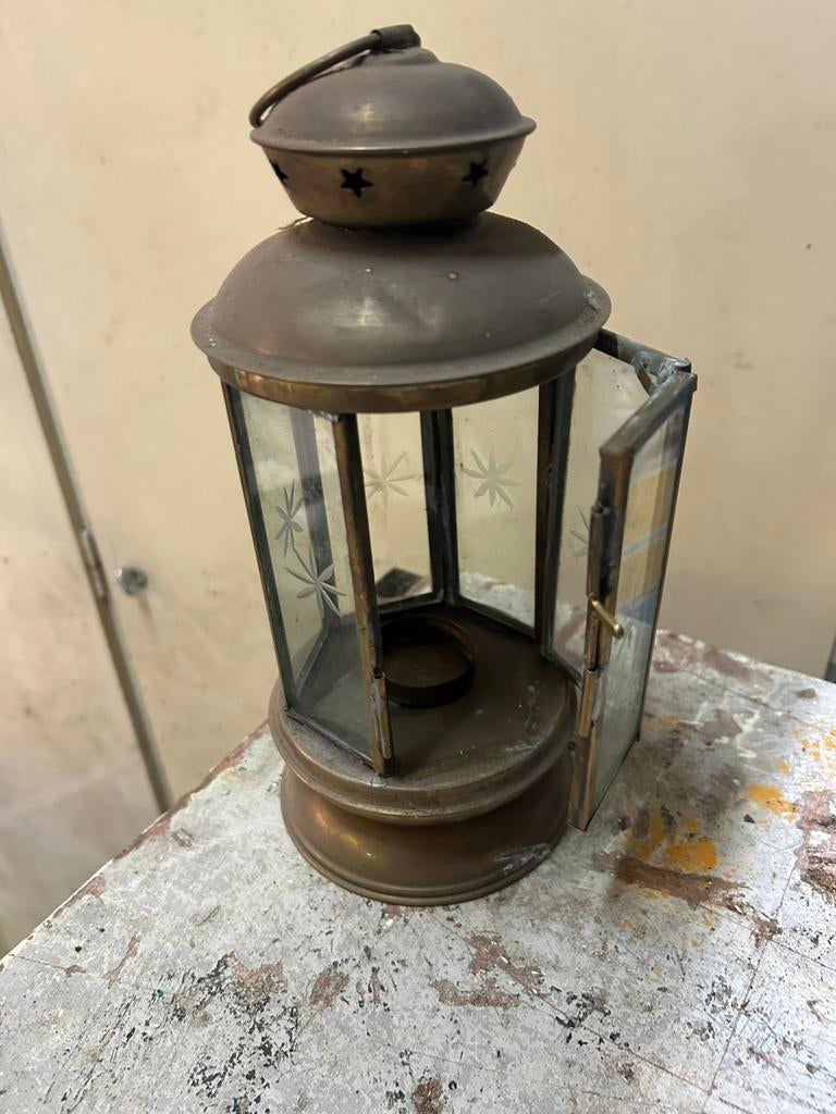 Messing Lantaarn (waxine), Tuin en Terras, Buitenverlichting, Ophalen, Gebruikt, Overige typen, Netvoeding