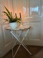 Brocante witte sleetse bistrotafel, bijzettafel, Ophalen