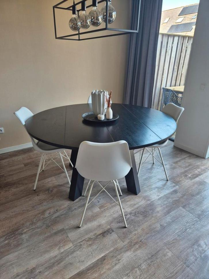 Ronde Eettafel incl 4 stoelen, Huis en Inrichting, Tafels | Eettafels, Gebruikt, 100 tot 150 cm, 100 tot 150 cm, Vijf personen of meer
