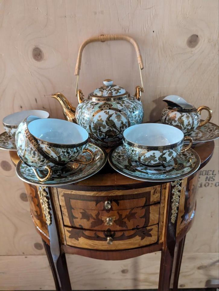 Prachtig Saji Japanse theeset - Fine China, Antiek en Kunst, Antiek | Servies compleet, Ophalen of Verzenden