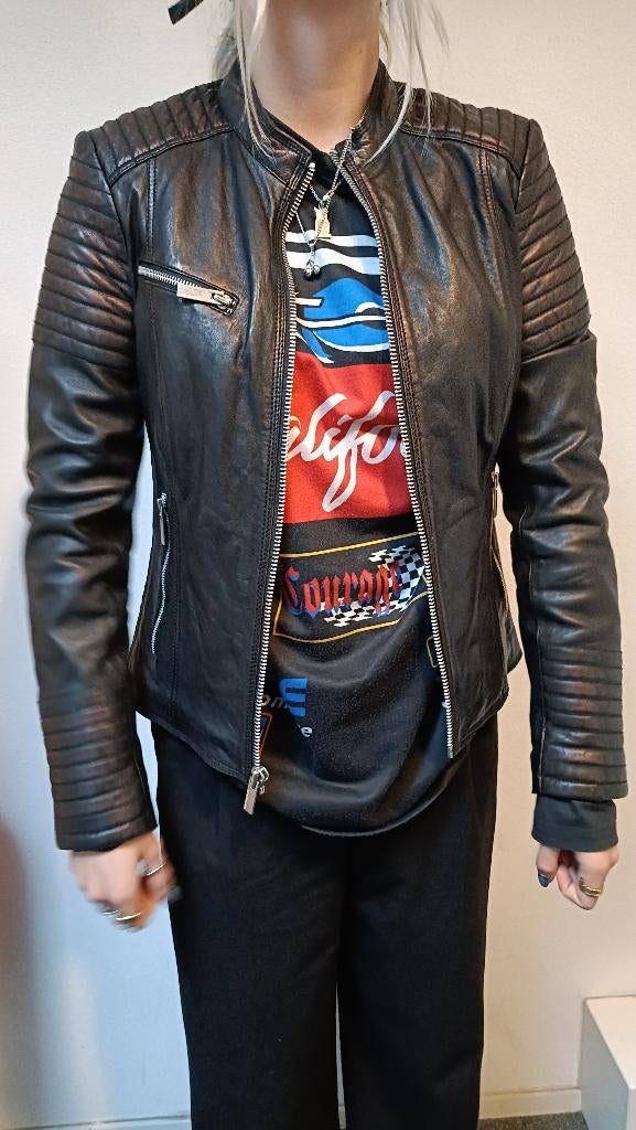 Biker jack transmission, Ophalen, Zwart, Maat 42/44 (L), Zo goed als nieuw