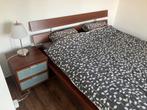Ikea Hopen bed 180x200 + nachtkastje en lattenbodems, Ophalen, Gebruikt, Bruin, Tweepersoons