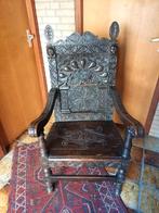 Engelse 17e-eeuwse Jacobijnse Wainscot Armstoel, Ophalen