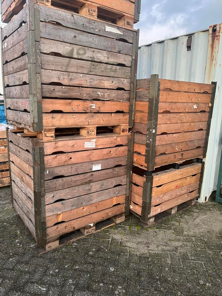 Houten stapelbakken op pallet, Ophalen, Gebruikt, 100 cm of meer, Opvouwbaar