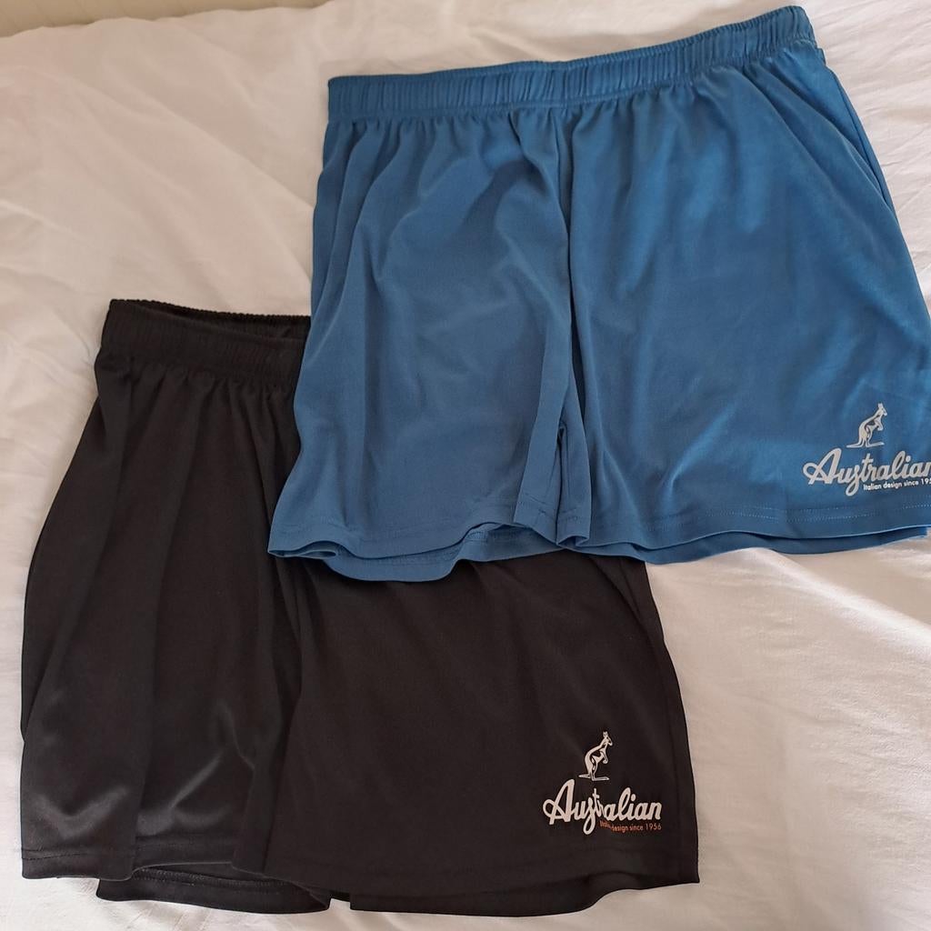 Australian Sportshorts - Maat L - Zwart en Blauw, Kleding | Heren, Sportkleding, Maat 52/54 (L), Zwart, Ophalen of Verzenden, Zo goed als nieuw