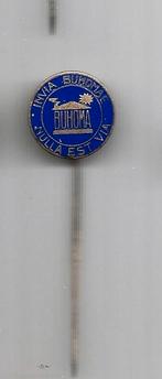 emaille speld BUHOMA Invia buhomae nulla est via, Ophalen of Verzenden, Overige onderwerpen, Speldje of Pin