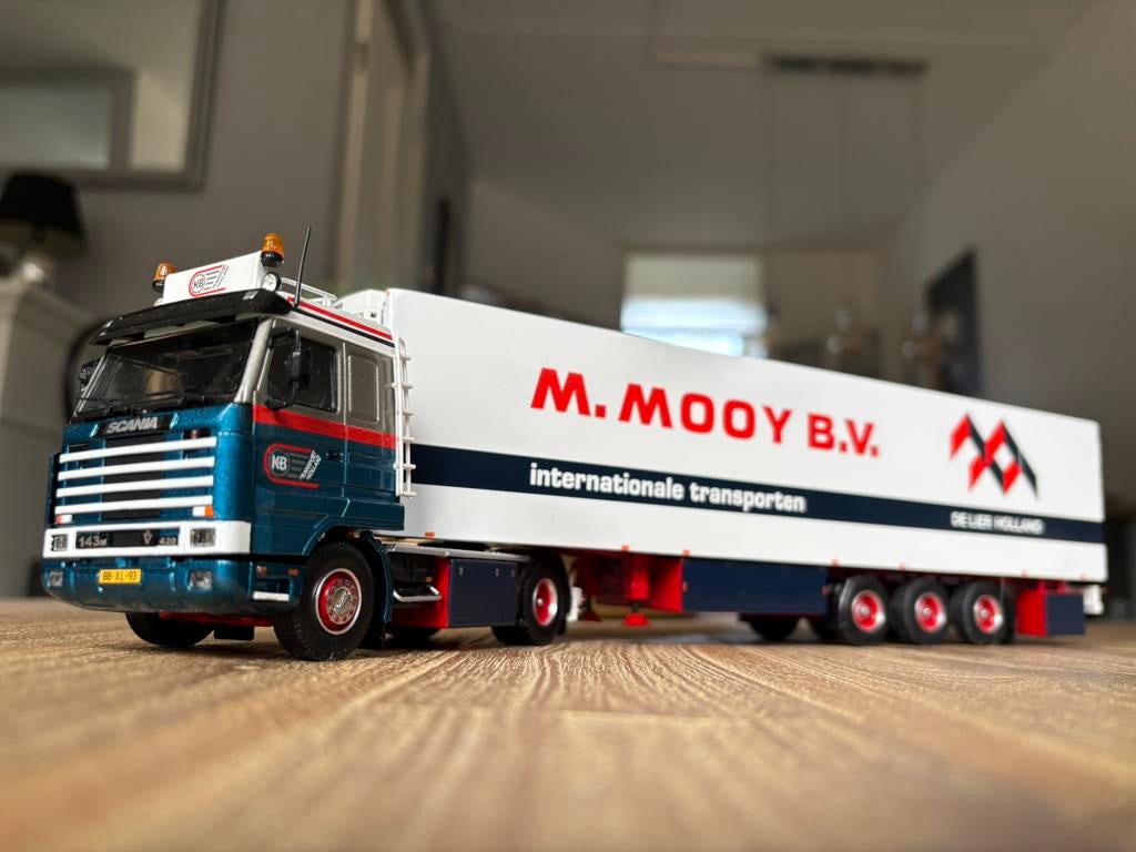 Tekno scania 143 KB / M.Mooy de lier, Hobby en Vrije tijd, Ophalen of Verzenden, Zo goed als nieuw, Bus of Vrachtwagen, Tekno