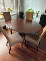 Eetkamertafel klassiek en 4 stoelen, Huis en Inrichting, Ophalen, Zo goed als nieuw, 4 tot 6 stoelen