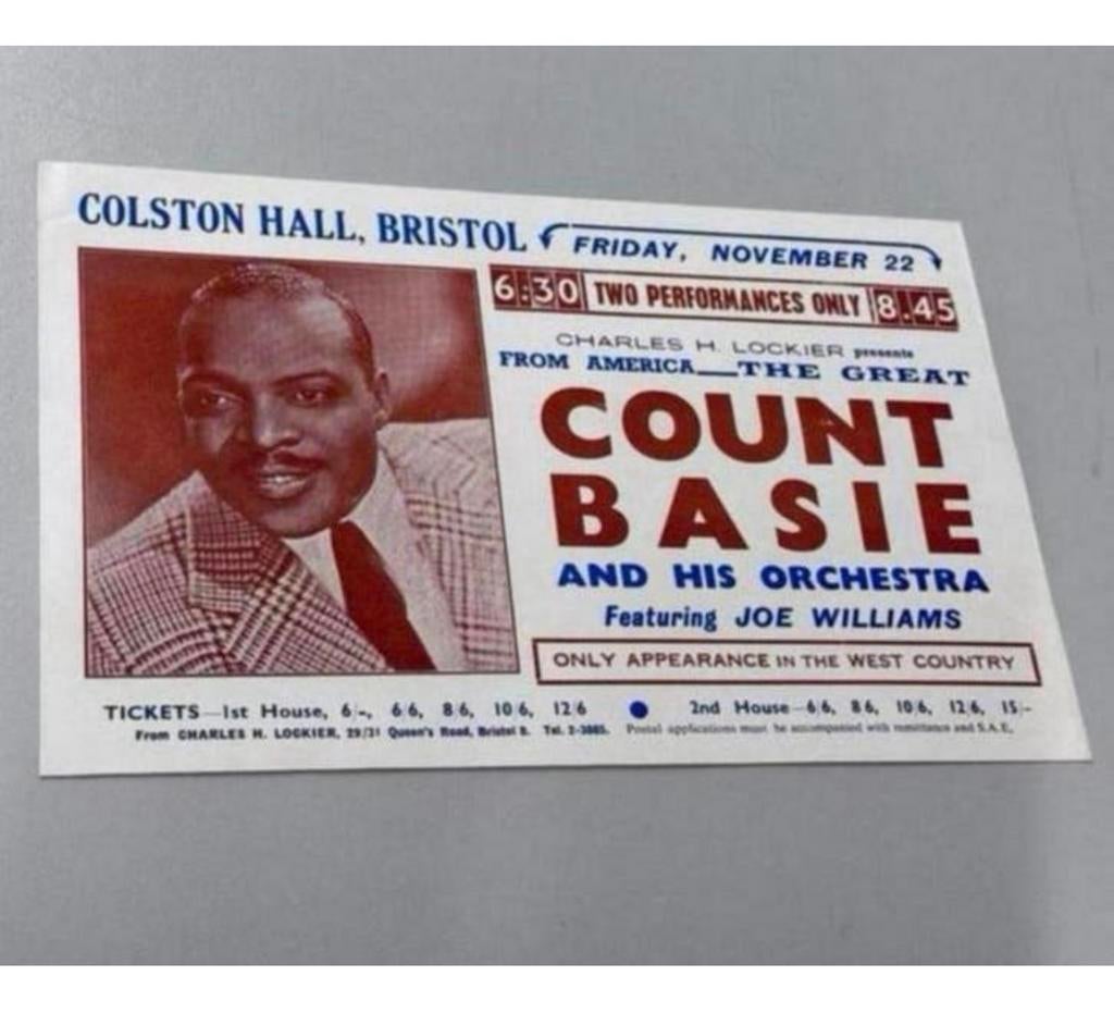 Count Basie Show Flyer 22 November 1957 antiek Joe Williams, Ophalen of Verzenden