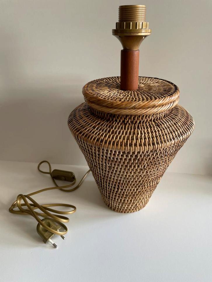 Birma rotan tafellamp, Huis en Inrichting, Lampen | Tafellampen, Gebruikt, Minder dan 50 cm, Overige materialen, Ophalen of Verzenden