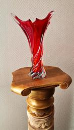 Vintage Murano design vaas robijnrood kristal 60s 70s, Antiek en Kunst, Ophalen of Verzenden