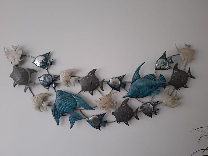 Metalen vissen wanddecoratie 150 cm, Huis en Inrichting, Woonaccessoires | Wanddecoraties, Gebruikt, Wandsculptuur, Modern, Meerkleurig
