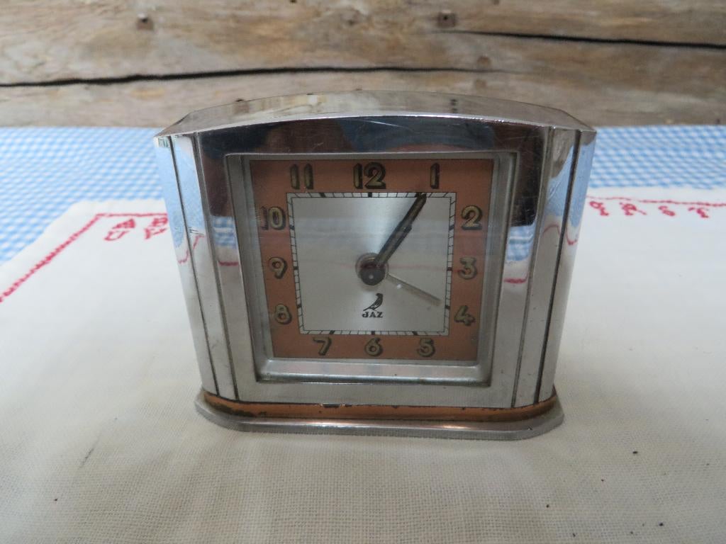 Art deco Jaz wekker chroom, Ophalen of Verzenden