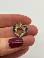 C650 Prachtige zilveren hanger bicolor blauwe saffier, Ophalen of Verzenden, X, Hart, Met edelsteen