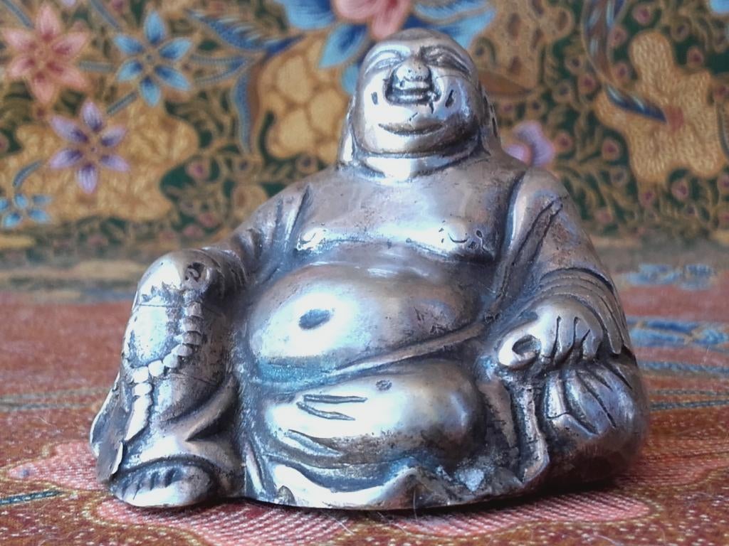 Origineel oud Chinees brons beeldje van Boeddha 5 cm.
