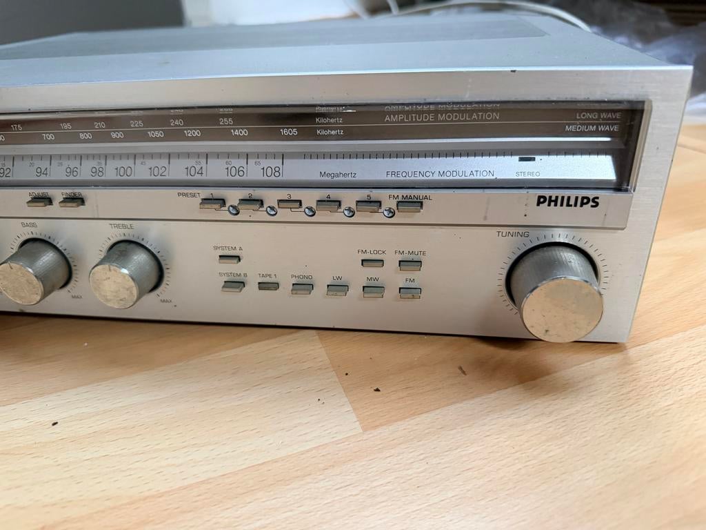 Philips F5212 AM-FM Stereo Receiver - Vintage Audio, Audio, Tv en Foto, Radio's, Ophalen of Verzenden, Gebruikt, Radio