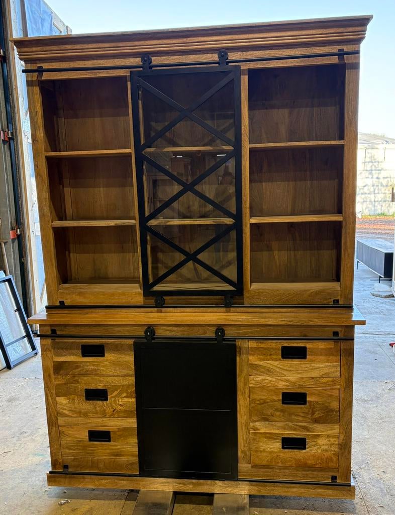 Prachtige buffetkast van mangohout – nieuw!, Ophalen, 200 cm of meer, 150 tot 200 cm, Nieuw