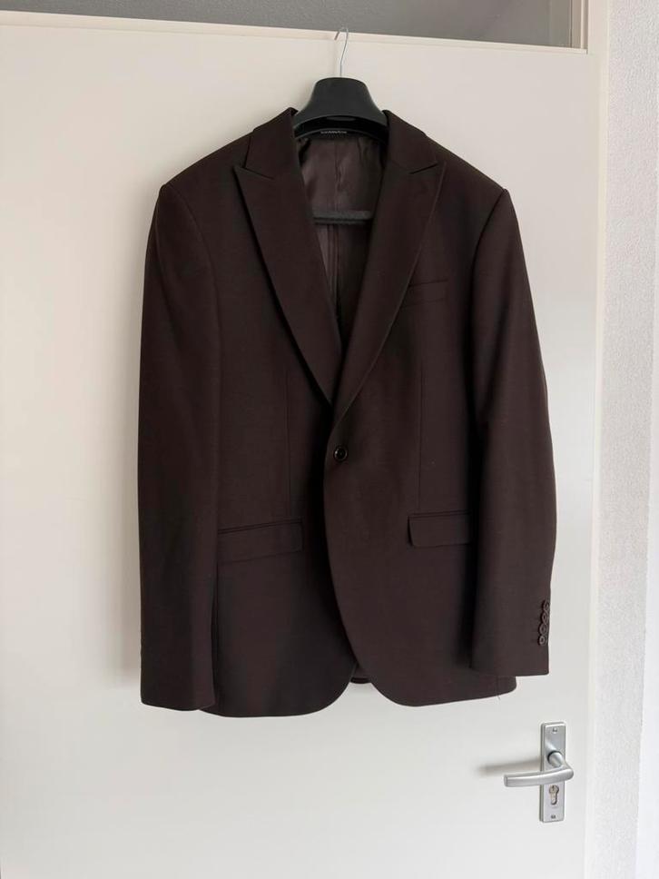 Driedelig herenpak - Bruin - Maat L, Kleding | Heren, Kostuums en Colberts, Zo goed als nieuw, Bruin, Ophalen