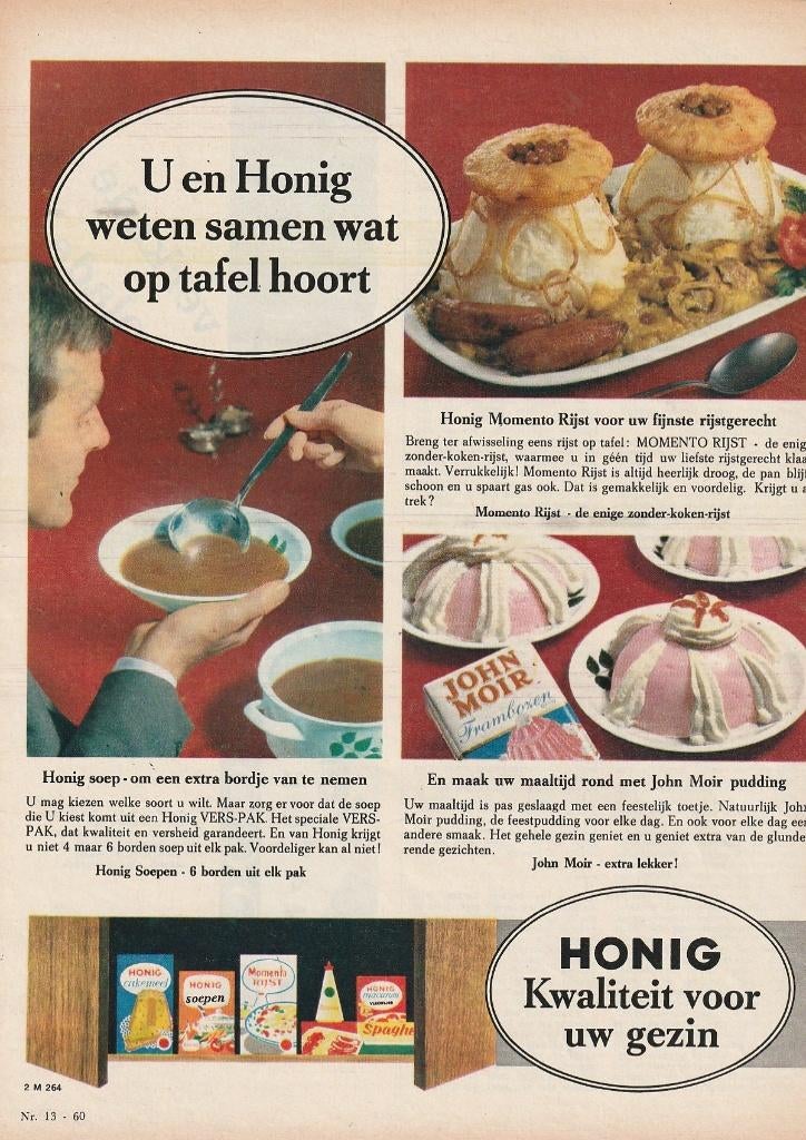 Retro reclame 1964 Honig John Moir zuivel Paaspudding, Verzenden, Overige typen