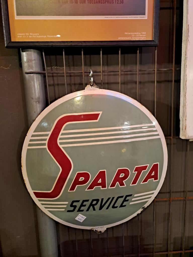 Origineel oud emaille reclamebord Sparta Service, Ophalen of Verzenden