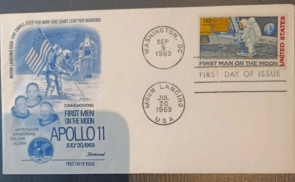 USA FDC 1969 - First men on the moon, Postzegels en Munten, Ophalen of Verzenden, Envelop