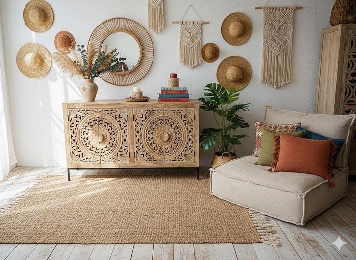 Handgesneden Dressoir, Ibiza/Boho zeer uniek exemplaar Nieuw, Huis en Inrichting, Kasten | Dressoirs, Nieuw, 150 tot 200 cm, 25 tot 50 cm