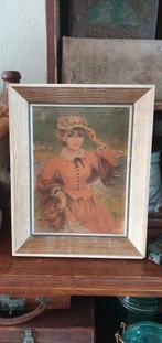 Vintage print van een dame Jr 60 in retro lijstje, Ophalen of Verzenden, Huis en Inrichting