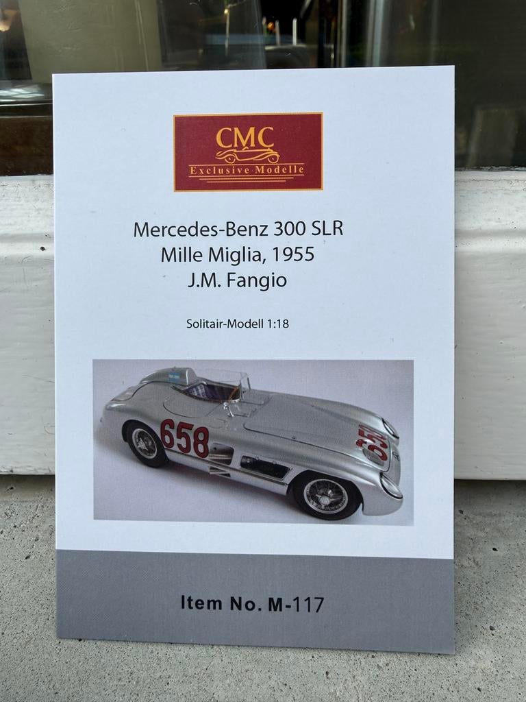 1:18 Mercedes 300 SLR #658 Mille Miglia Fangio CMC M-117, Overige merken, Auto, Nieuw, Ophalen of Verzenden