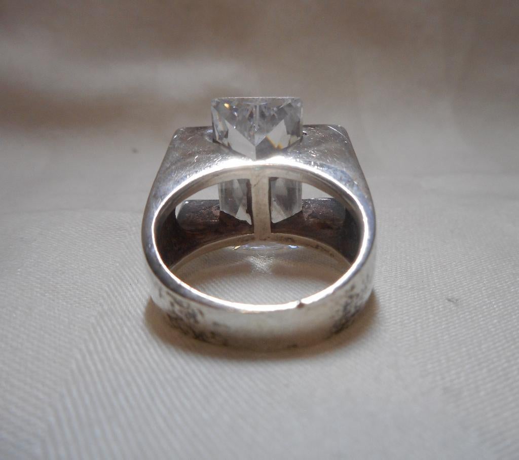 Zilveren grove vintage ring met steen maat 17.75 nr.936, Sieraden, Tassen en Uiterlijk, Ringen, Gebruikt, Verzenden, 17 tot 18