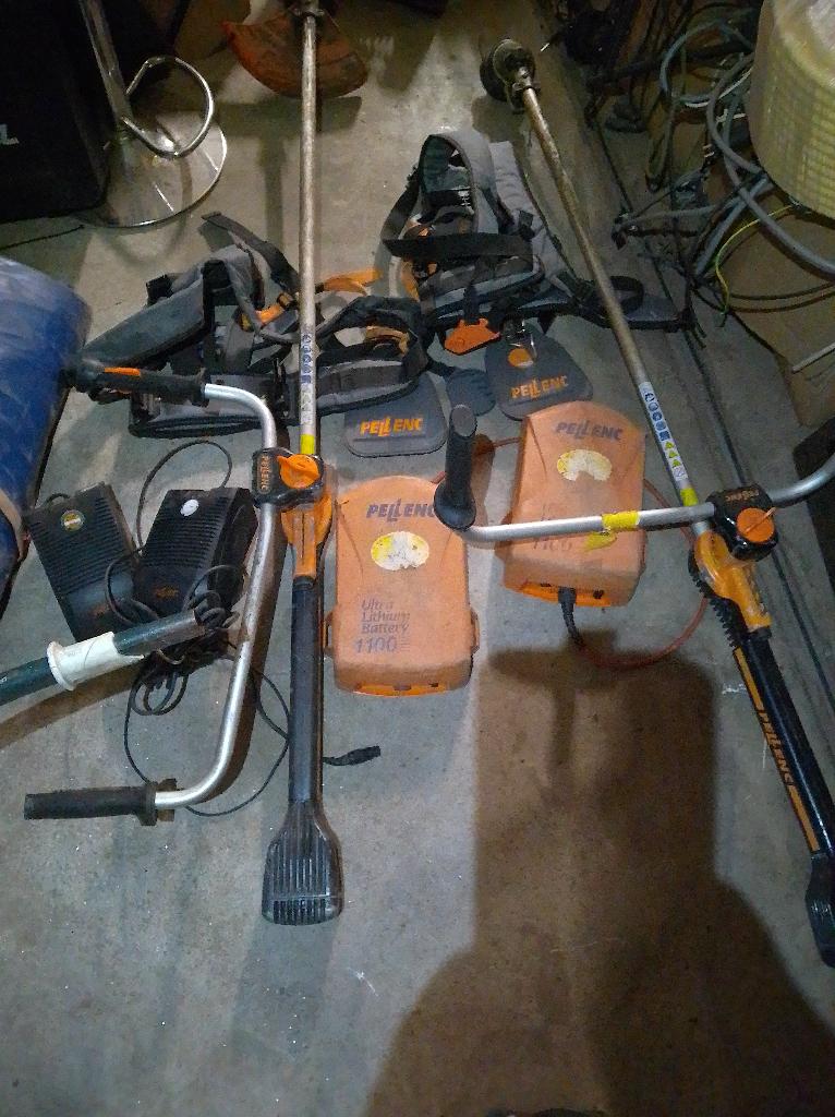 Pellenc electrische bosmaaiers 2x complete sets., Ophalen of Verzenden, Gebruikt, Accu-grasmaaier, Pellenc