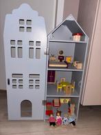 HEMA Houten Grachtenpand Poppenhuis met Meubels & Poppen, Ophalen, Gebruikt, Poppenhuis