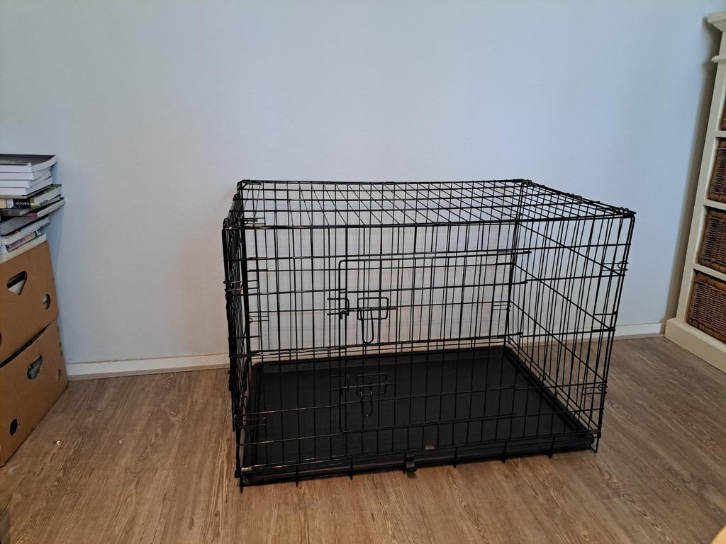 Hondenbench, zwart, inklapbaar, Dieren en Toebehoren, Hondenhokken, Zo goed als nieuw, Minder dan 65 cm, 75 tot 110 cm, Ophalen