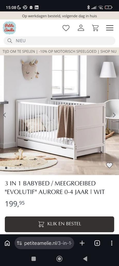 Twee petit Amelie meegroeibedden, Kinderen en Baby's, Kinderkamer | Complete kinderkamers, Ophalen, Gebruikt, Jongetje of Meisje