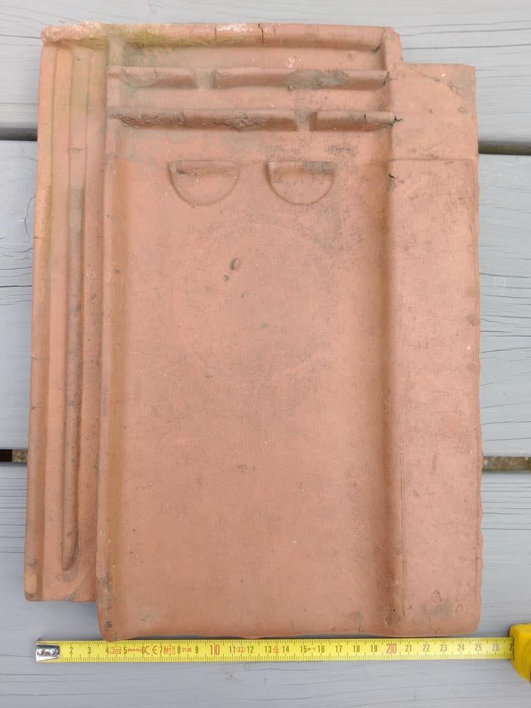 Dakpannen Tuile du Nord met platte wel en driekopssluiting, Ophalen, Gebruikt, Rood, Dakpannen