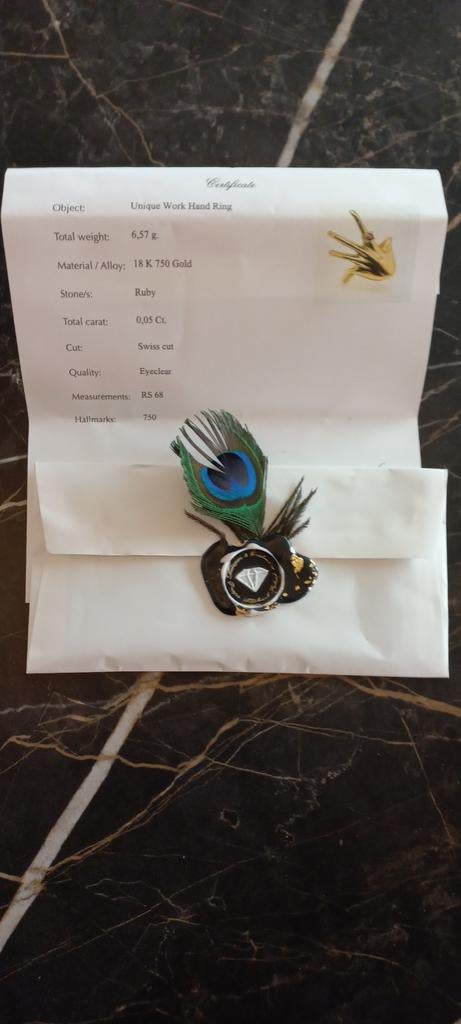 Gouden 18 karaat 750 unieke coctailring, Sieraden, Tassen en Uiterlijk, Broches, Minder dan 4 cm, Ophalen of Verzenden, Zo goed als nieuw