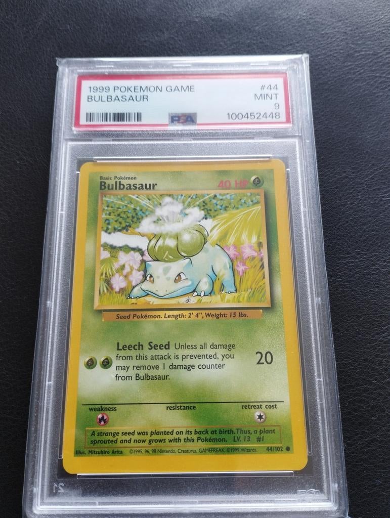 Bullbasaur Pokemon kaart Base set PSA9 WOTC NM 44/102, Hobby en Vrije tijd, Verzamelkaartspellen | Pokémon, Ophalen of Verzenden