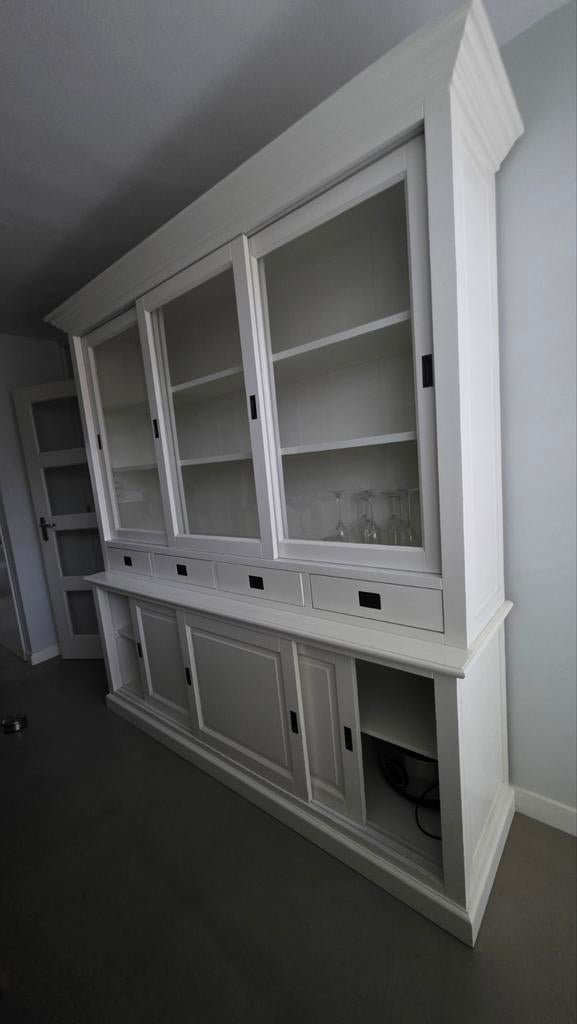 Prachtige witte landelijke buffetkast - massief hout, Huis en Inrichting, Kasten | Buffetkasten, Gebruikt, 200 cm of meer, 200 cm of meer