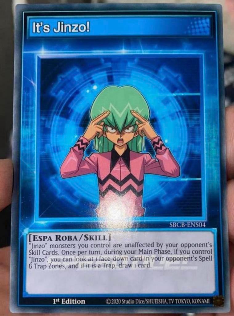 Yu-Gi-Oh! It’s Jinzo! SBCB 1st Ed Duel Promo !, Ophalen of Verzenden, Zo goed als nieuw, Losse kaart
