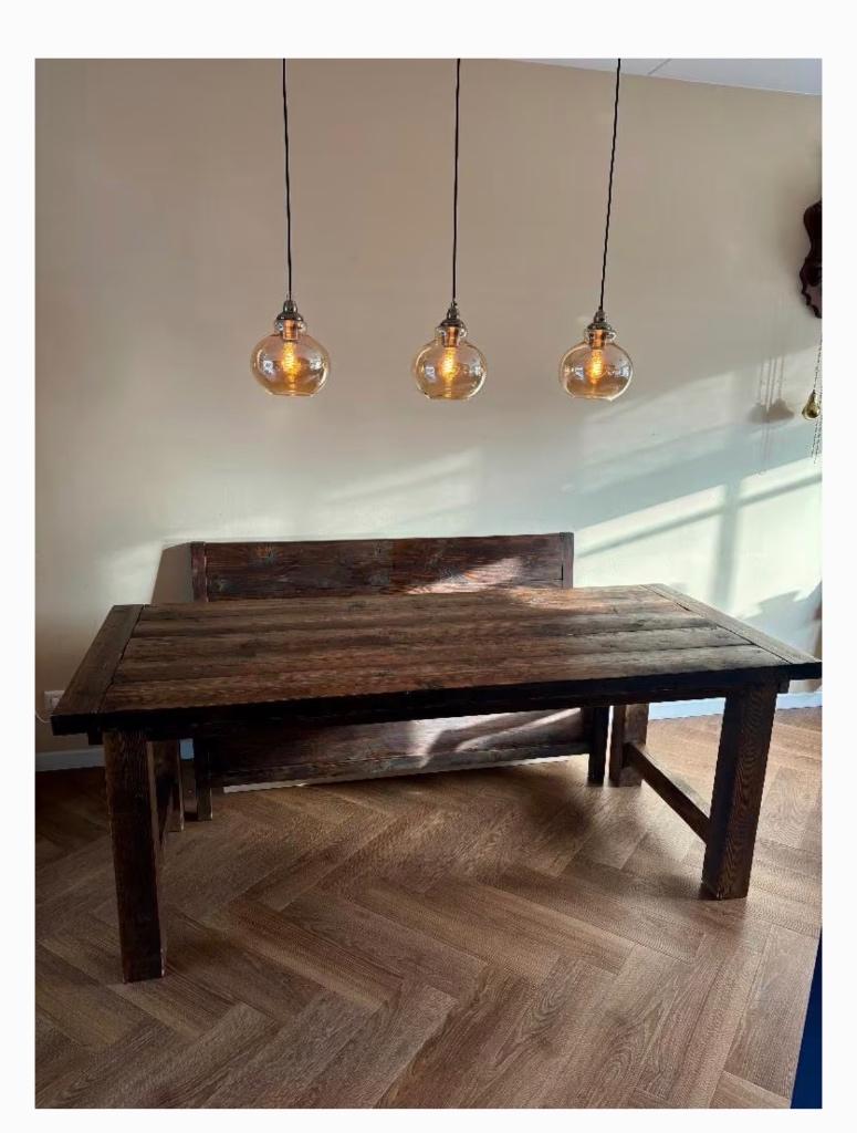 Houten eettafel 200x90 cm. Kleur antiek, Huis en Inrichting, Tafels | Eettafels, Ophalen, Gebruikt, 200 cm of meer, 50 tot 100 cm