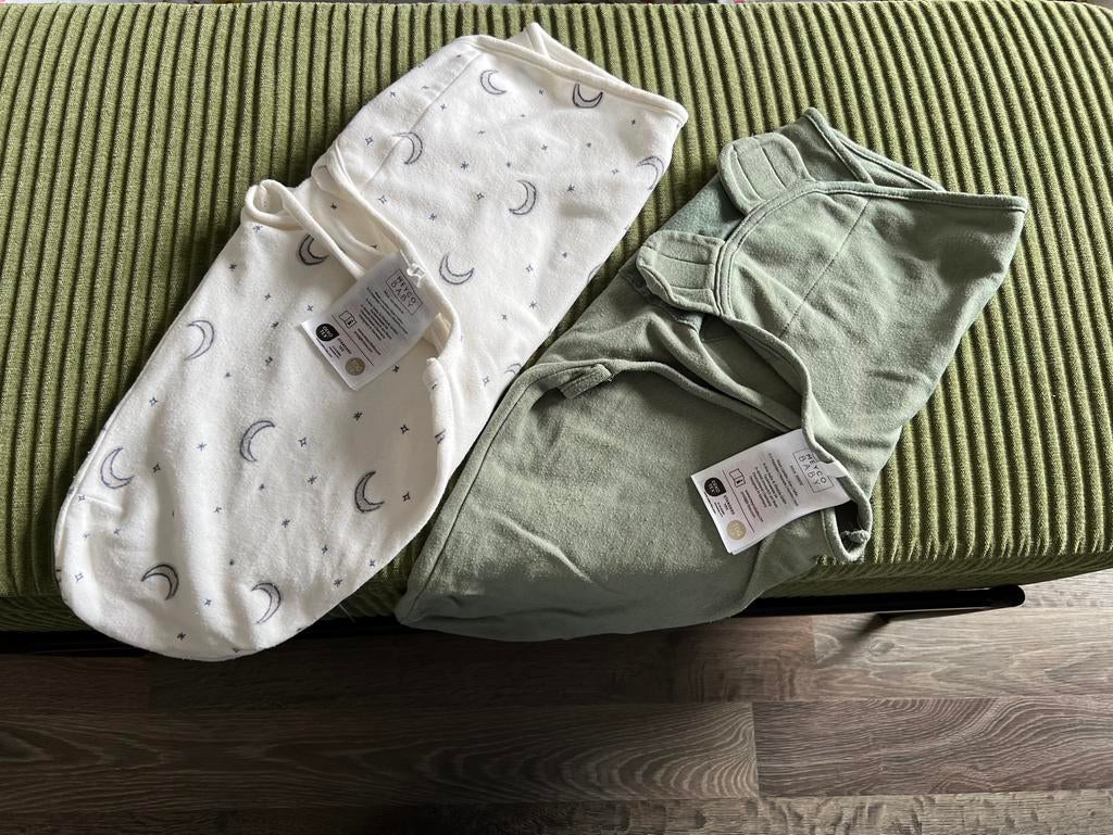 Twee baby Meyco swaddles inbakerzak, Ophalen, Gebruikt, Minder dan 70 cm, Bakerzak of Bakerdoek