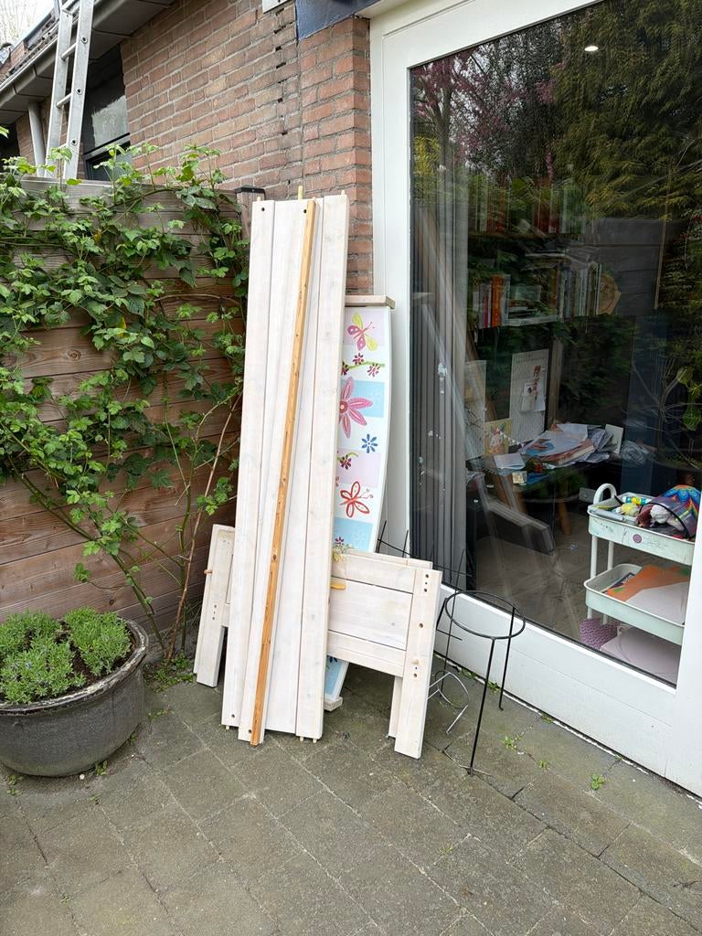Wit kinderbed met rand, Ophalen, Gebruikt, 70 tot 85 cm, Lattenbodem