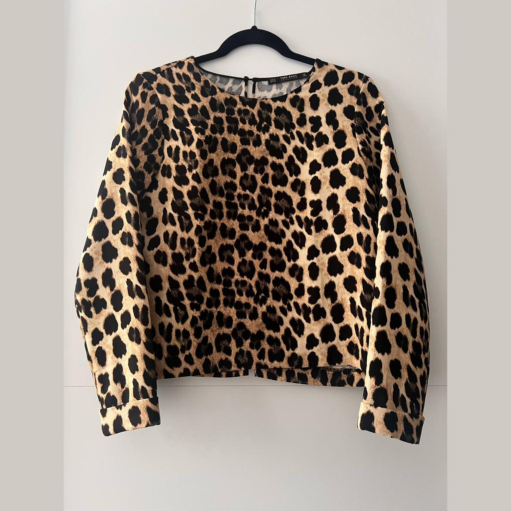 Zara blouse / top met panterprint - maat M, Maat 38/40 (M), Bruin, Ophalen of Verzenden, Zo goed als nieuw