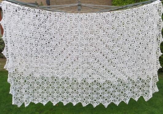 Gehaakte sprei maat +_ 250 cm bij +_255 cm  wit zgan, Wit, Overige typen, Tweepersoons, Ophalen of Verzenden