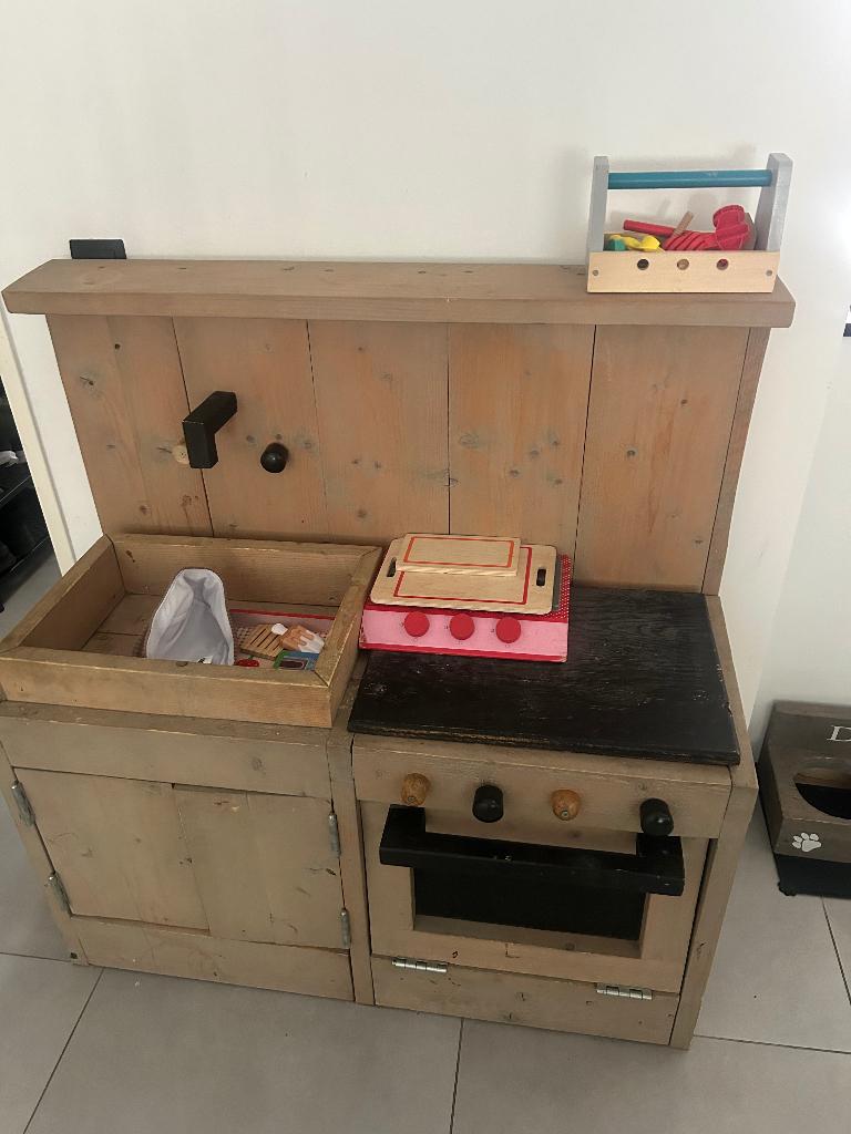 Steigerhouten speelkeuken, Ophalen, Gebruikt, Hout, Speelkeuken