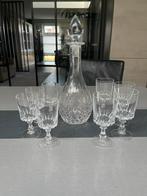 Kristallen karaf met 6 wijnglazen - Elegant geslepen set, Ophalen of Verzenden