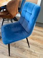 4 blauwe velvet stoelen, Huis en Inrichting, Ophalen, Blauw, Zo goed als nieuw, Vier