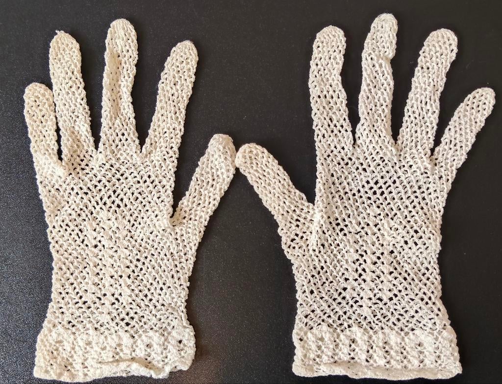 Vintage Gehaakte Handschoenen - Maat S, Ophalen of Verzenden, Onbekend, Maat 36 (S), Gedragen